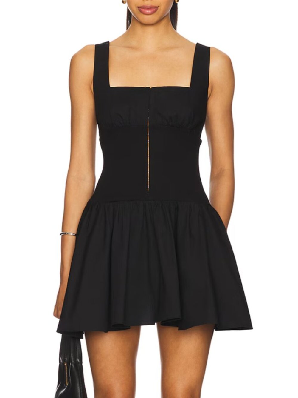 Lovers and Friends Jetty Mini Dress in Black Cotton Linen Sleeveless Corset XS